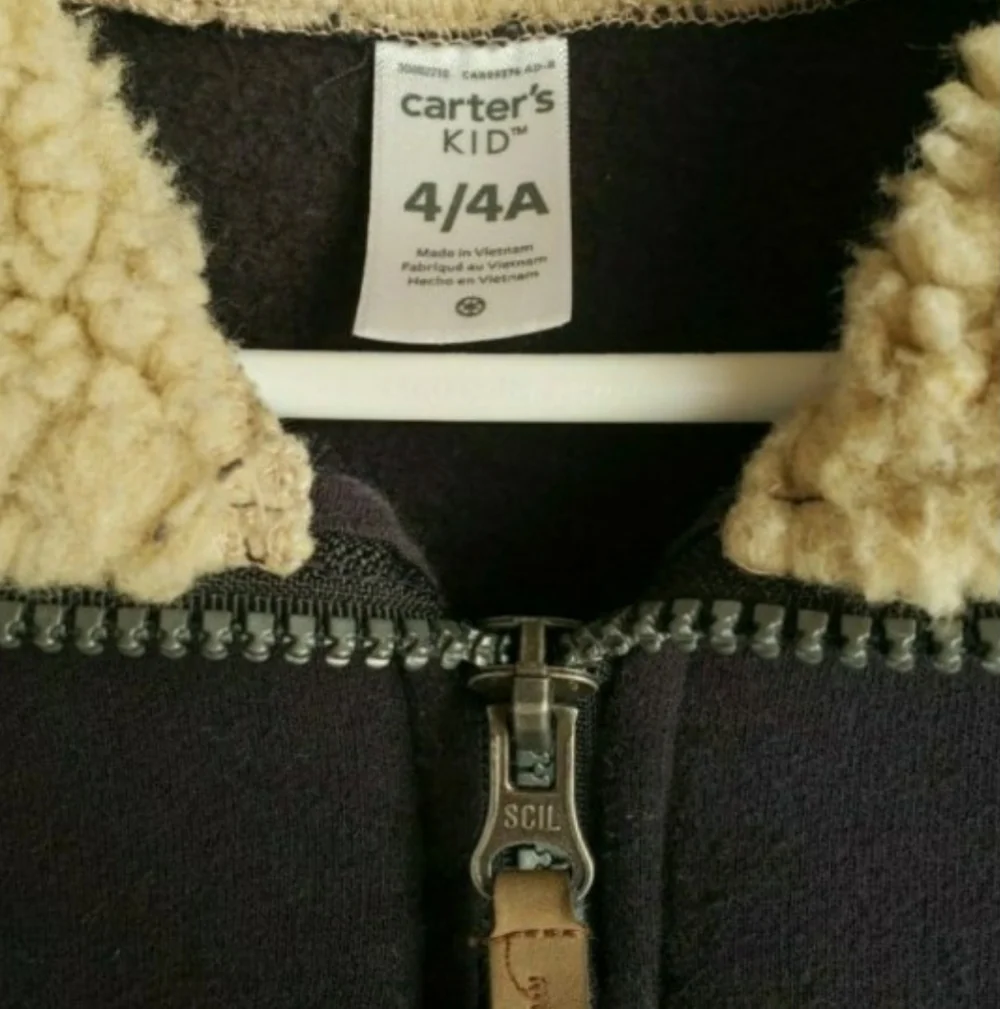 Carter's Black Quarter-Zip Sweatshirt Sherpa Collar Size 4/4A
